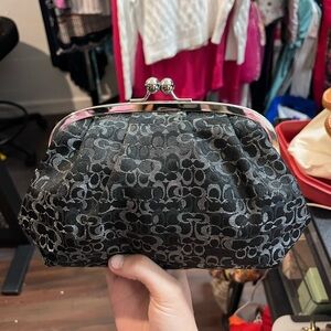 Coach Black and Gray Wristlet with Elegant Design